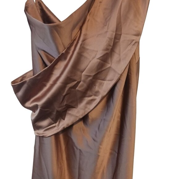 NEW Social Bridesmaids Draped One-Shoulder Convertible Maxi Dress Toffee XL - Picture 3 of 12